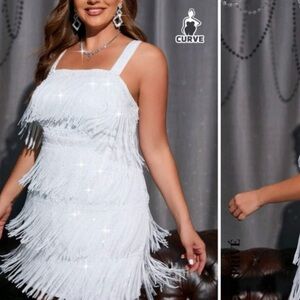 Prive Plus Fringe Trim Cami Dress